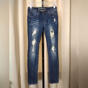 Machine Jeans Distressed Denim Sz 28 NWT